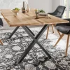 Wohnen Wildeiche Naturkanten-Tisch mit X-Füßen - Lum