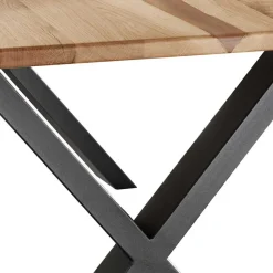 Wohnen Wildeiche Naturkanten-Tisch mit X-Füßen - Lum