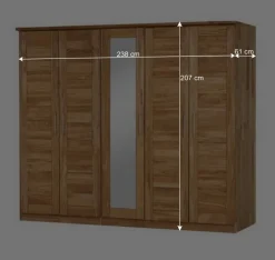 New Wohnen Wildeiche Schlafzimmerschrank Cranos mit Spiegel