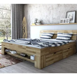 Discount Wohnen Wildeiche Schubkastenbett in modernem Design - Henrietta