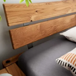 Discount Wohnen Wildeiche Schwebebett mit Naturkanten Kopfteil - Castro