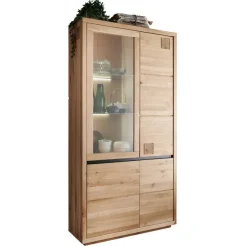 Clearance Wohnen Wildeiche Vitrinenschrank 103 cm breit - Embleys