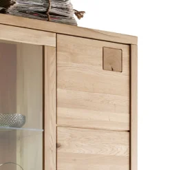 Clearance Wohnen Wildeiche Vitrinenschrank 103 cm breit - Embleys