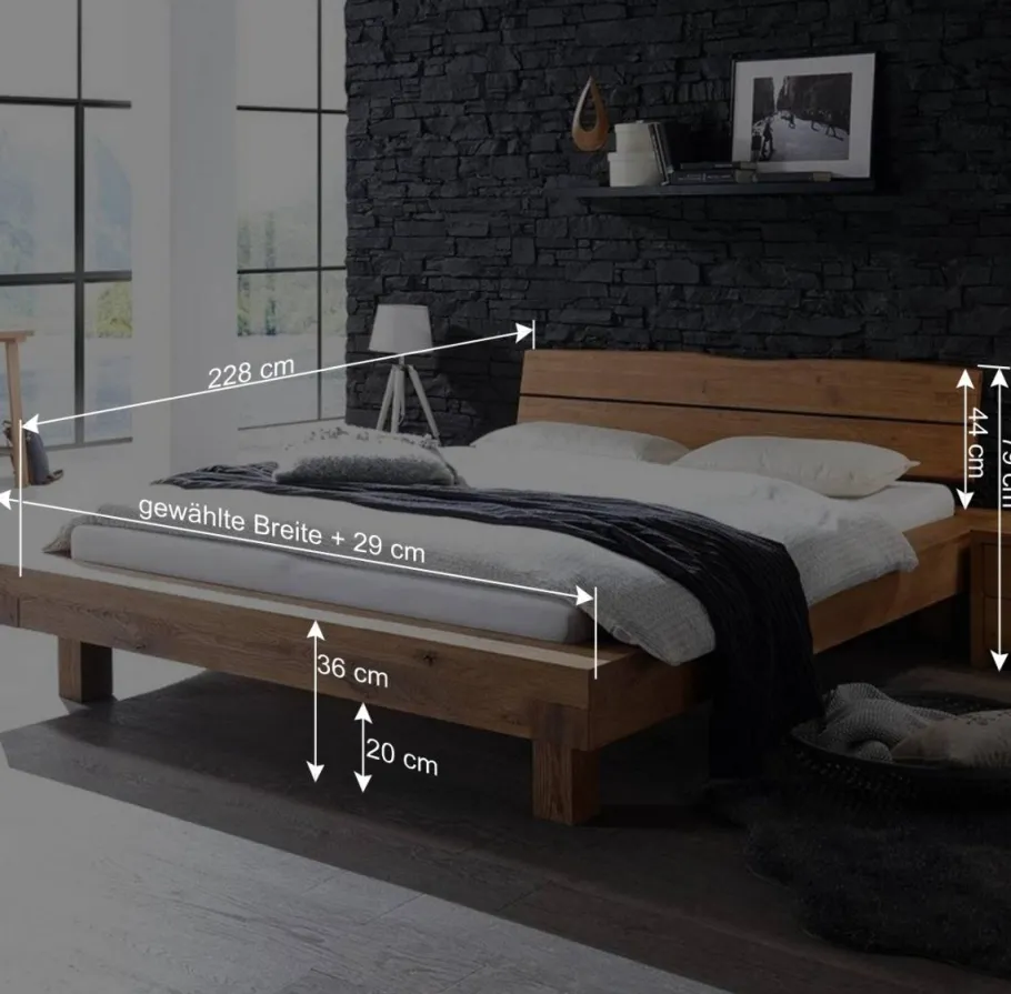 Hot Wohnen Wildeichebett in Natur geölt & gebürstet - Figuera