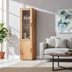 Outlet Wohnen Wohnwand Standvitrine aus Holz - Teano