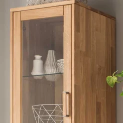 Outlet Wohnen Wohnwand Standvitrine aus Holz - Teano