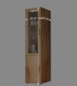 Outlet Wohnen Wohnwand Standvitrine aus Holz - Teano
