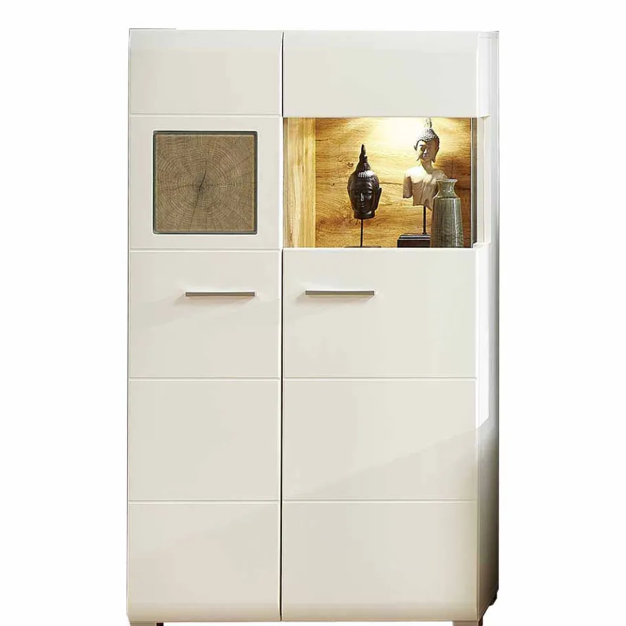 Wohnen Wohnwand Vitrine in Weiß Eiche - Lisepio