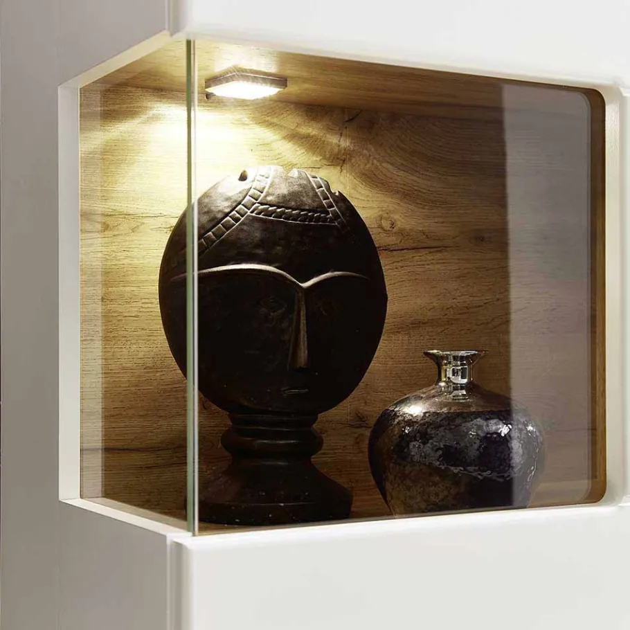 Wohnen Wohnwand Vitrine in Weiß Eiche - Lisepio