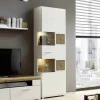 Clearance Wohnen Wohnwand Vitrinenschrank in Weiß Eiche - Lisepio