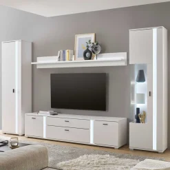 Clearance Wohnen Wohnwandmöbel mit LED Licht Set - Tirol (vierteilig)