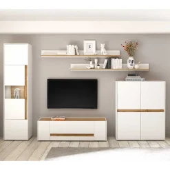 Online Wohnen Wohnzimmer Anbauwand 340 cm breit - Nonessia (fünfteilig)