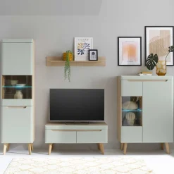 Discount Wohnen Wohnzimmer Anbauwand im Skandi Design - Armina (vierteilig)