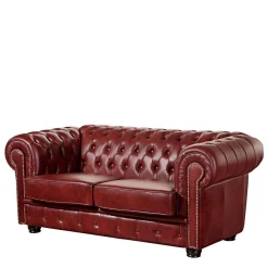 Hot Wohnen Wohnzimmer Couch in Dunkelrot Leder - Tuguda