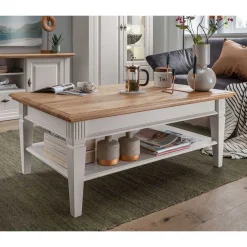 Discount Wohnen Wohnzimmer Couchtisch in Weiß & Eiche - Henry