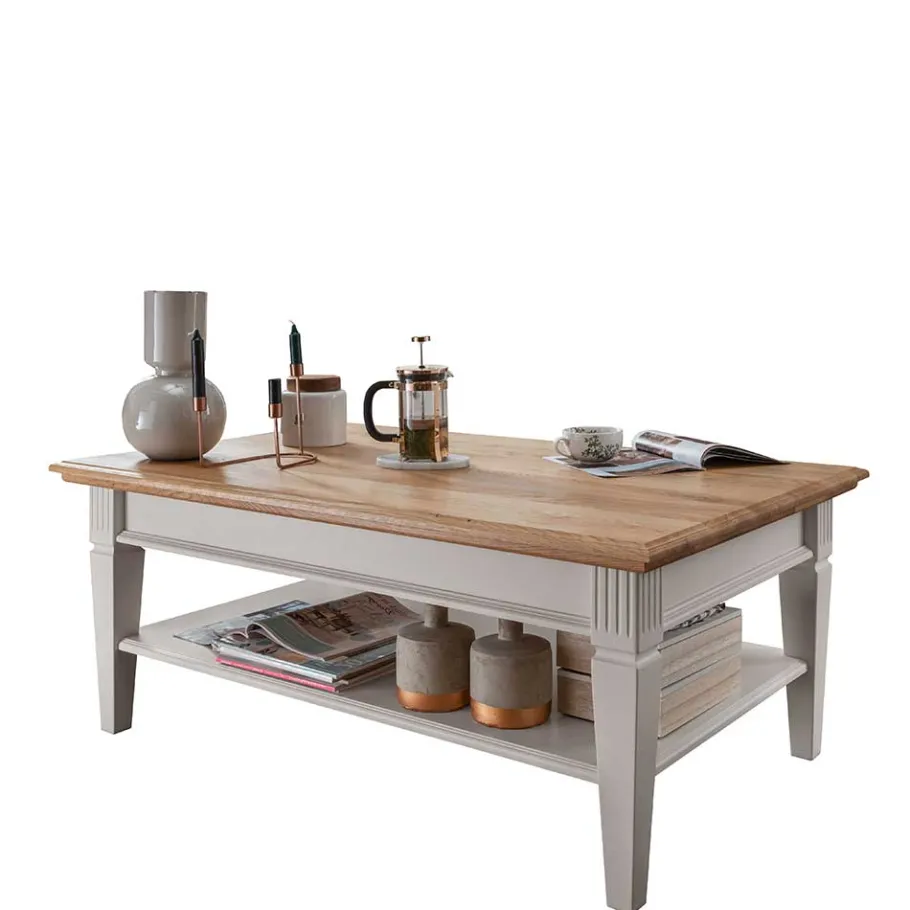Discount Wohnen Wohnzimmer Couchtisch in Weiß & Eiche - Henry