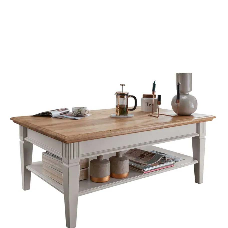 Discount Wohnen Wohnzimmer Couchtisch in Weiß & Eiche - Henry