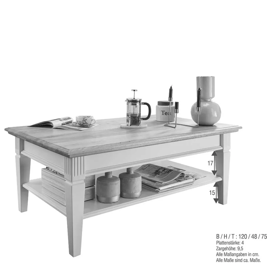 Discount Wohnen Wohnzimmer Couchtisch in Weiß & Eiche - Henry