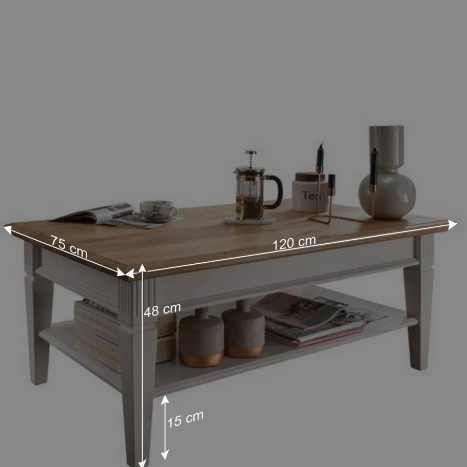 Discount Wohnen Wohnzimmer Couchtisch in Weiß & Eiche - Henry