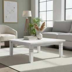 Hot Wohnen Wohnzimmer Couchtisch Onesti in Weiß Kiefer massiv