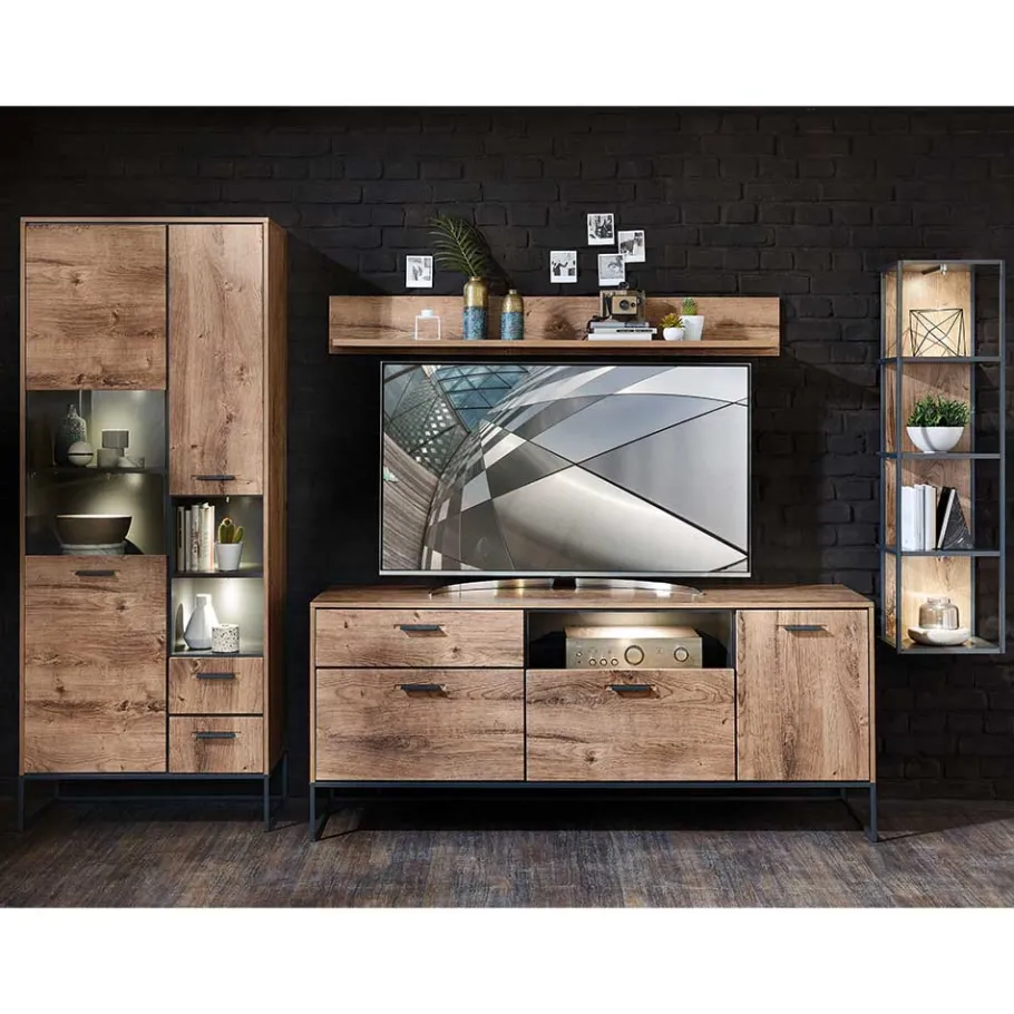 Best Wohnen Wohnzimmer Design Wohnwand Möbelset - Xindus (vierteilig)