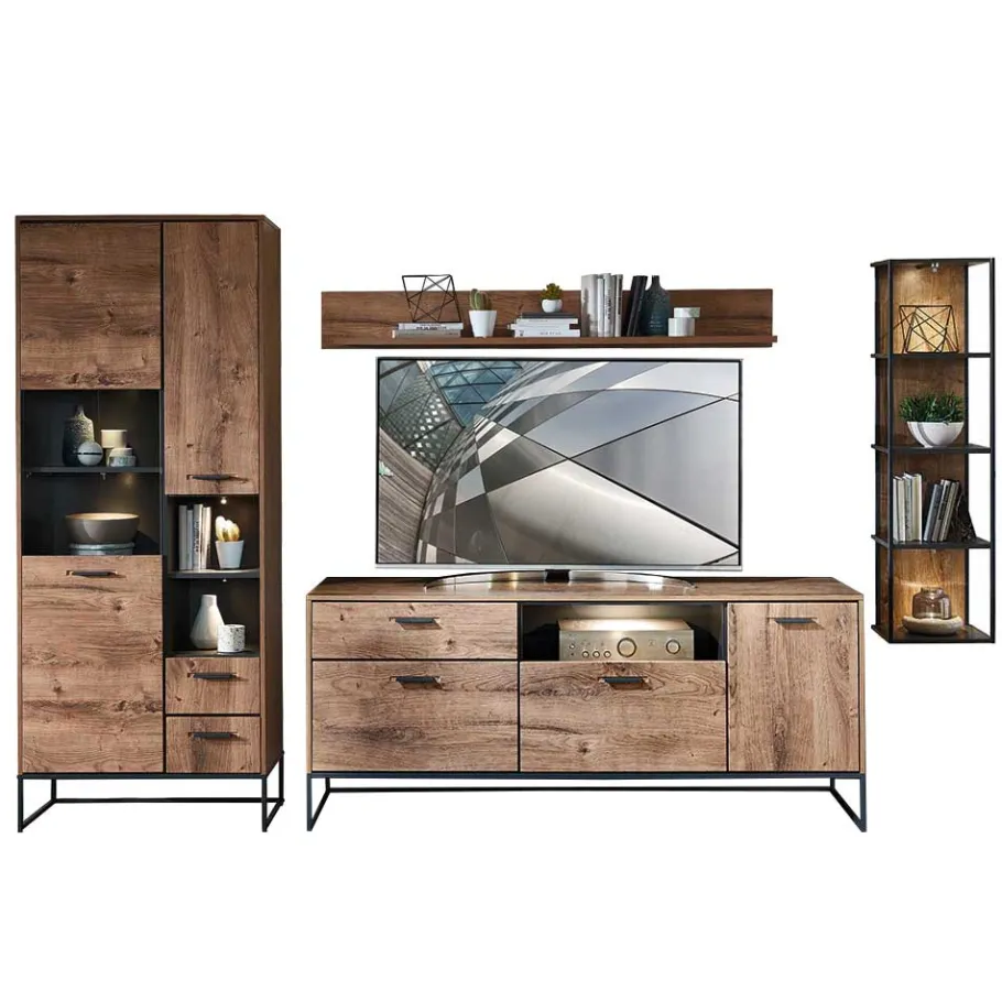 Best Wohnen Wohnzimmer Design Wohnwand Möbelset - Xindus (vierteilig)
