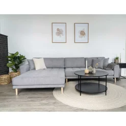 Best Wohnen Wohnzimmer Ecksofa in Hellgrau mit Buche - Lelyo