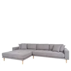Best Wohnen Wohnzimmer Ecksofa in Hellgrau mit Buche - Lelyo
