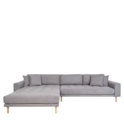 Best Wohnen Wohnzimmer Ecksofa in Hellgrau mit Buche - Lelyo