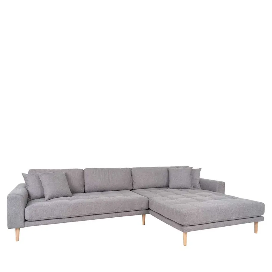 Best Wohnen Wohnzimmer Ecksofa in Hellgrau mit Buche - Lelyo