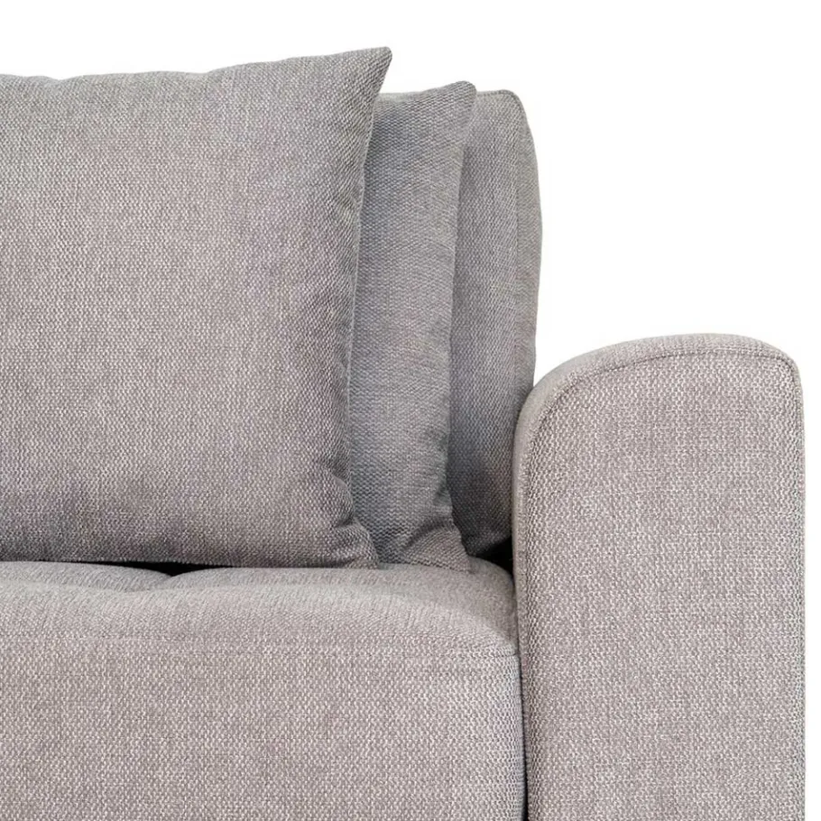 Best Wohnen Wohnzimmer Ecksofa in Hellgrau mit Buche - Lelyo