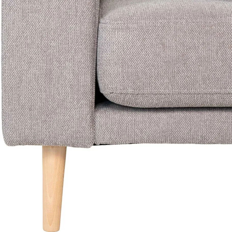 Best Wohnen Wohnzimmer Ecksofa in Hellgrau mit Buche - Lelyo