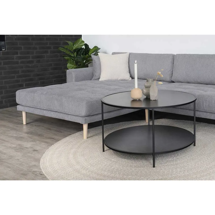 Best Wohnen Wohnzimmer Ecksofa in Hellgrau mit Buche - Lelyo