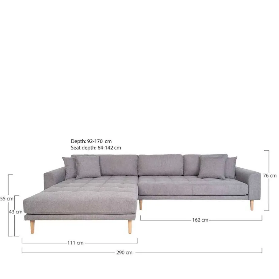 Best Wohnen Wohnzimmer Ecksofa in Hellgrau mit Buche - Lelyo
