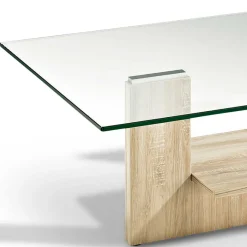 Best Wohnen Wohnzimmer Glastisch auf Säulengestell mit Ablage - Durense