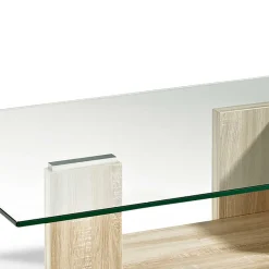 Best Wohnen Wohnzimmer Glastisch auf Säulengestell mit Ablage - Durense