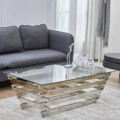 Hot Wohnen Wohnzimmer Glastisch mit Designgestell - Ludo