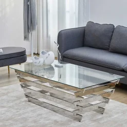 Hot Wohnen Wohnzimmer Glastisch mit Designgestell - Ludo