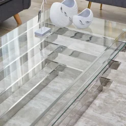 Hot Wohnen Wohnzimmer Glastisch mit Designgestell - Ludo