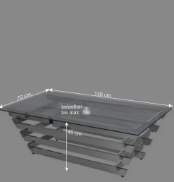 Hot Wohnen Wohnzimmer Glastisch mit Designgestell - Ludo