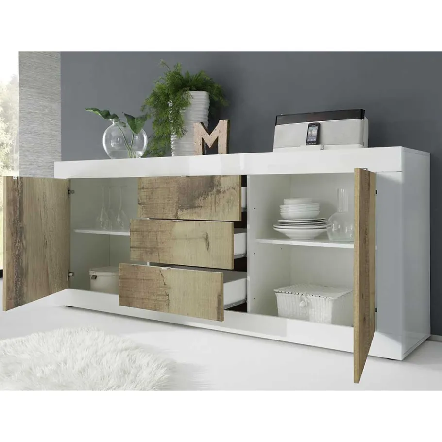 New Wohnen Wohnzimmer Highboard & Sideboard - Olvenion (zweiteilig)