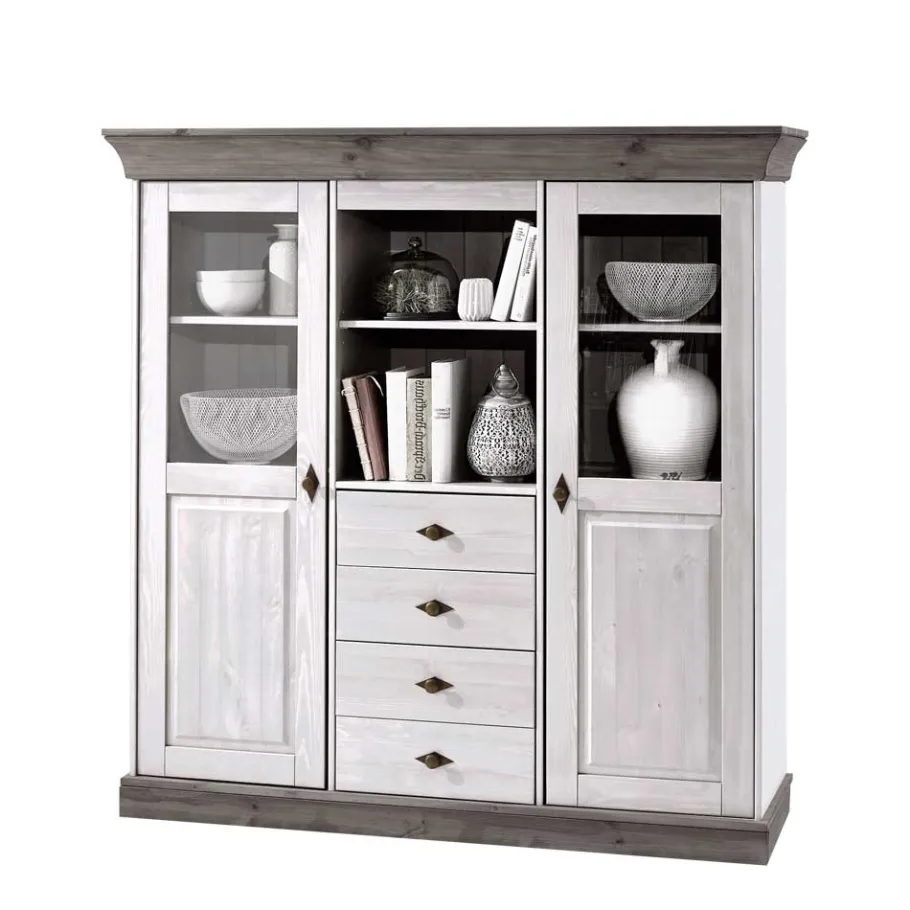 Wohnen Wohnzimmer Highboard Mirandesca in Grau Weiß