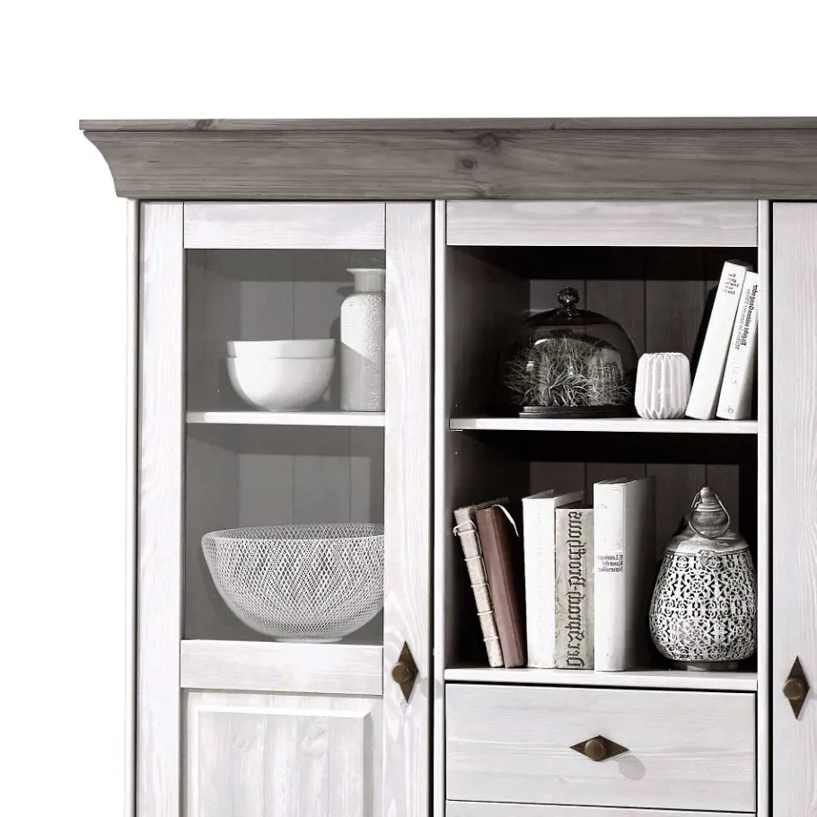 Wohnen Wohnzimmer Highboard Mirandesca in Grau Weiß