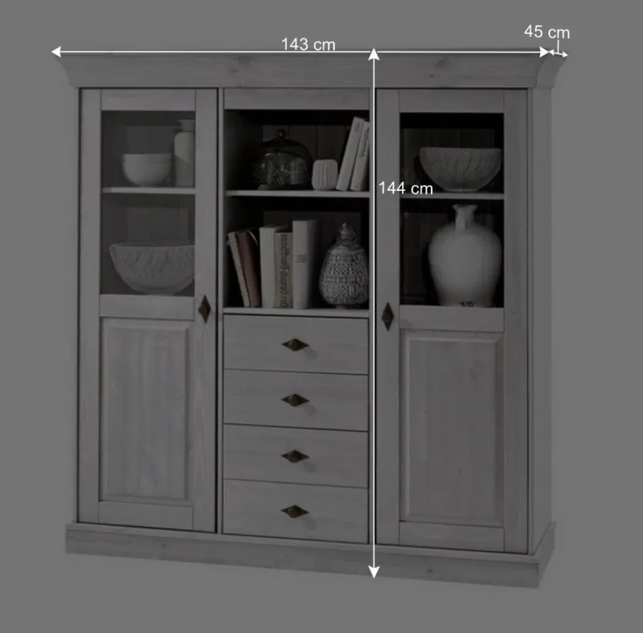 Wohnen Wohnzimmer Highboard Mirandesca in Grau Weiß