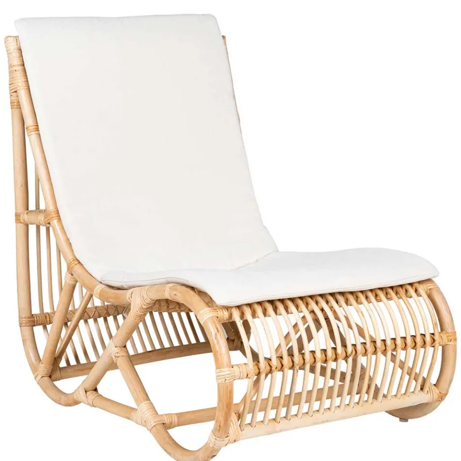 New Wohnen Wohnzimmer Rattan Loungestuhl in Natur - Abramas