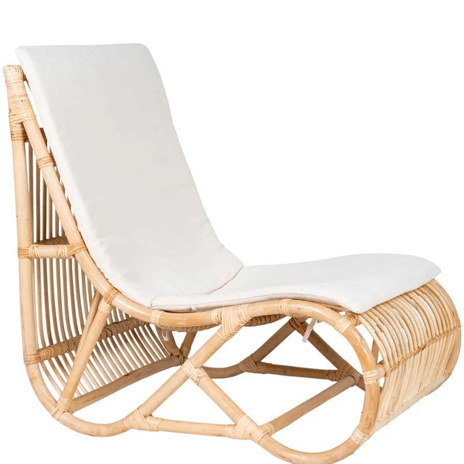 New Wohnen Wohnzimmer Rattan Loungestuhl in Natur - Abramas