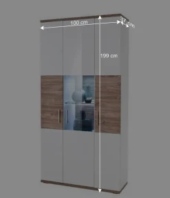 New Wohnen Wohnzimmer Schrank in Weiß Glanz - Icadro