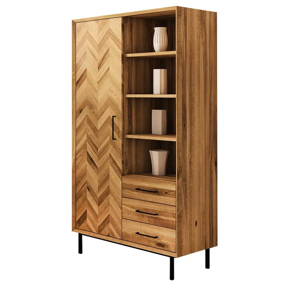 Discount Wohnen Wohnzimmer Schrank mit Tür Fischgrät Optik - Kerfa