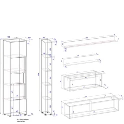 Hot Wohnen Wohnzimmer Schränke & Regale Set - Nonessia (sechsteilig)