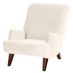 New Wohnen Wohnzimmer Sessel in Cremeweiß Samtvelours - Chalil